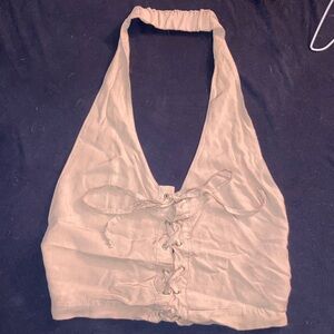 Dusty pink Halter Lace-Up Top